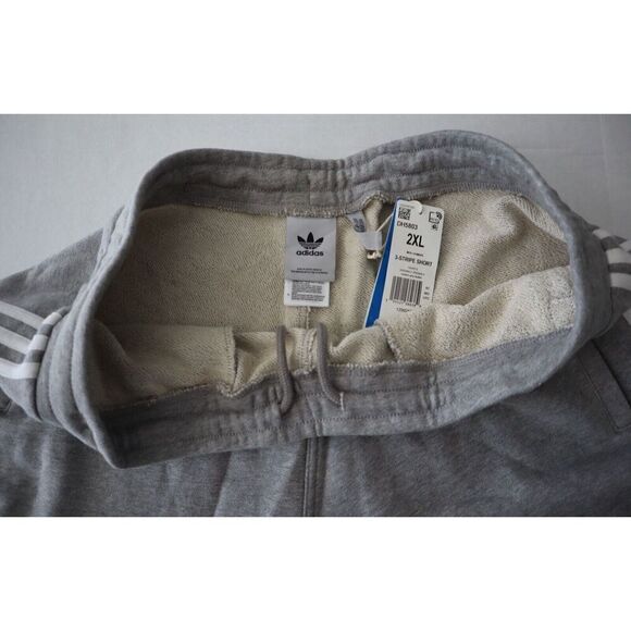 adidas DH5803 Men's Sz 2XL Med. Gray Heather Originals 3-Stripe Shorts - Picture 3 of 10